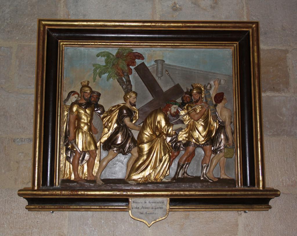 chemin de croix : ensemble de quatorze bas-reliefs