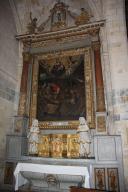retable et tableau de la Dernière communion de saint François d'Assise en présence de la Vierge à l'Enfant