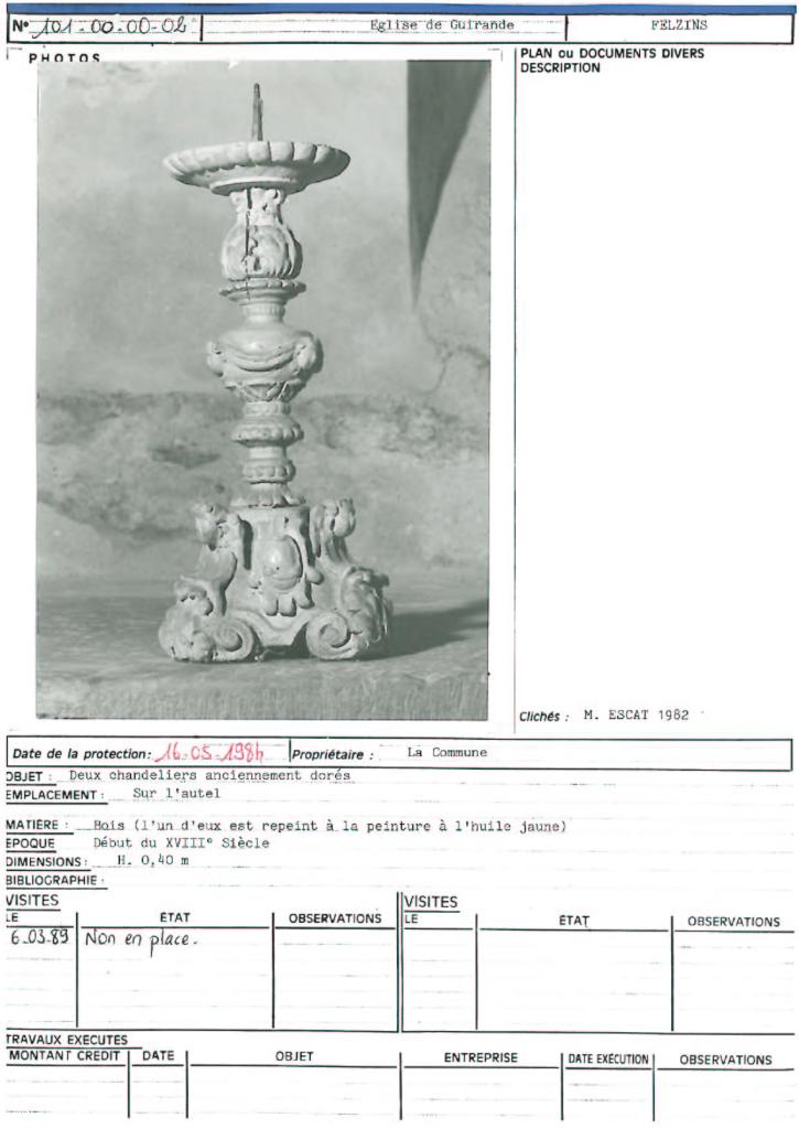 deux chandeliers d'autel
