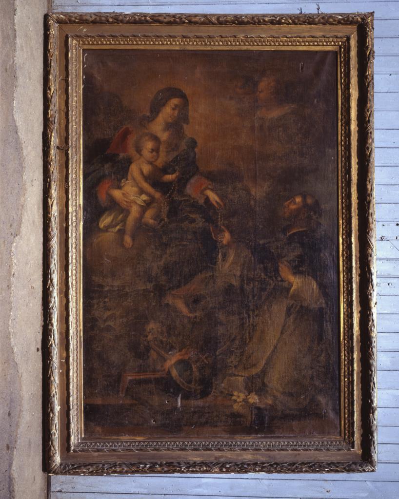 tableau : saint Dominique et la Vierge du Rosaire
