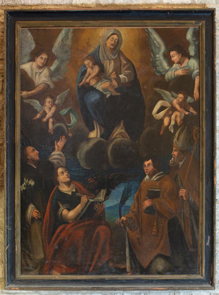 tableau: Vierge à l'Enfant entourée de saints