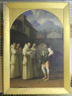tableau et son cadre : Saint Bruno recevant un message du pape