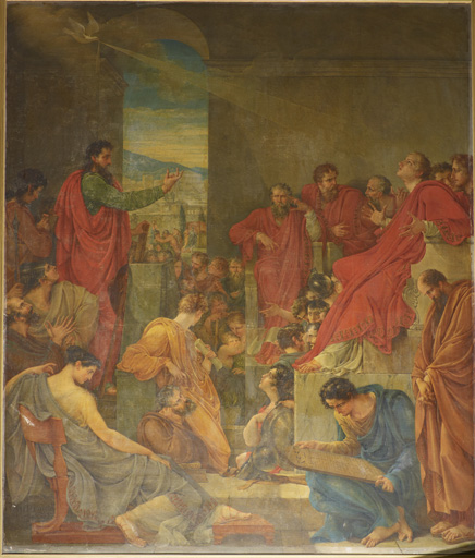 trois tableaux de Jacques Réattu : Prédication devant l'Aréopage, Baptême de Paul et Résurrection d'Eutyque