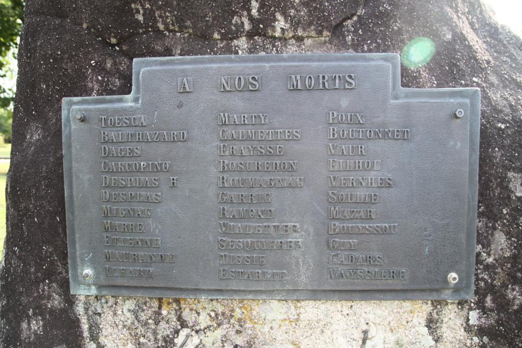 monument à la mémoire des rugbymens morts durant la guerre 14/18