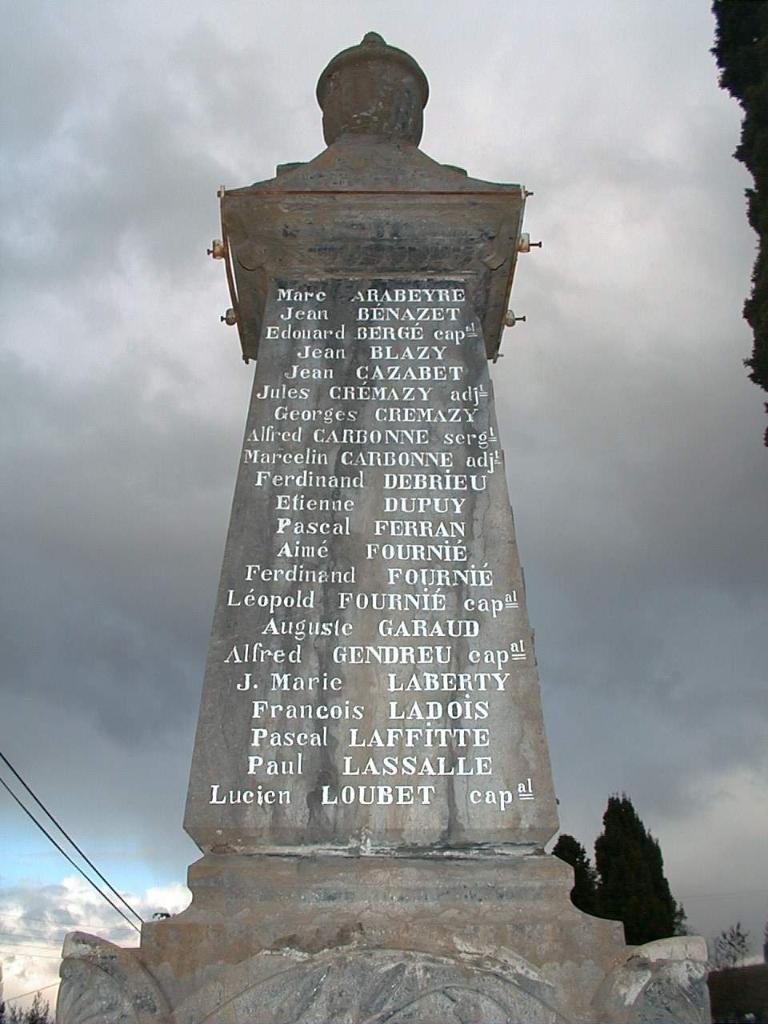 monument aux morts de la guerre de 1914-1919, de la guerre de 1939-1945 et des T. O. E.