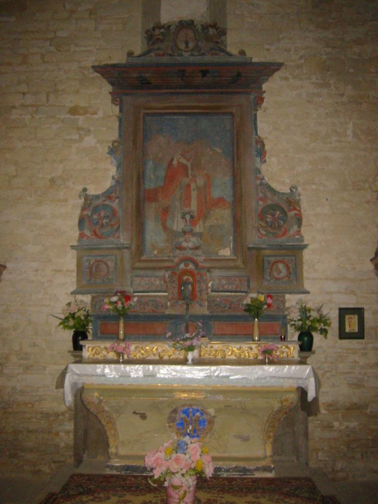 ensemble du maître-autel : autel tombeau, tabernacle, retable et tableau : Saint Denis