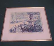 estampe (monotype) et son cadre : Jardin du Luxembourg