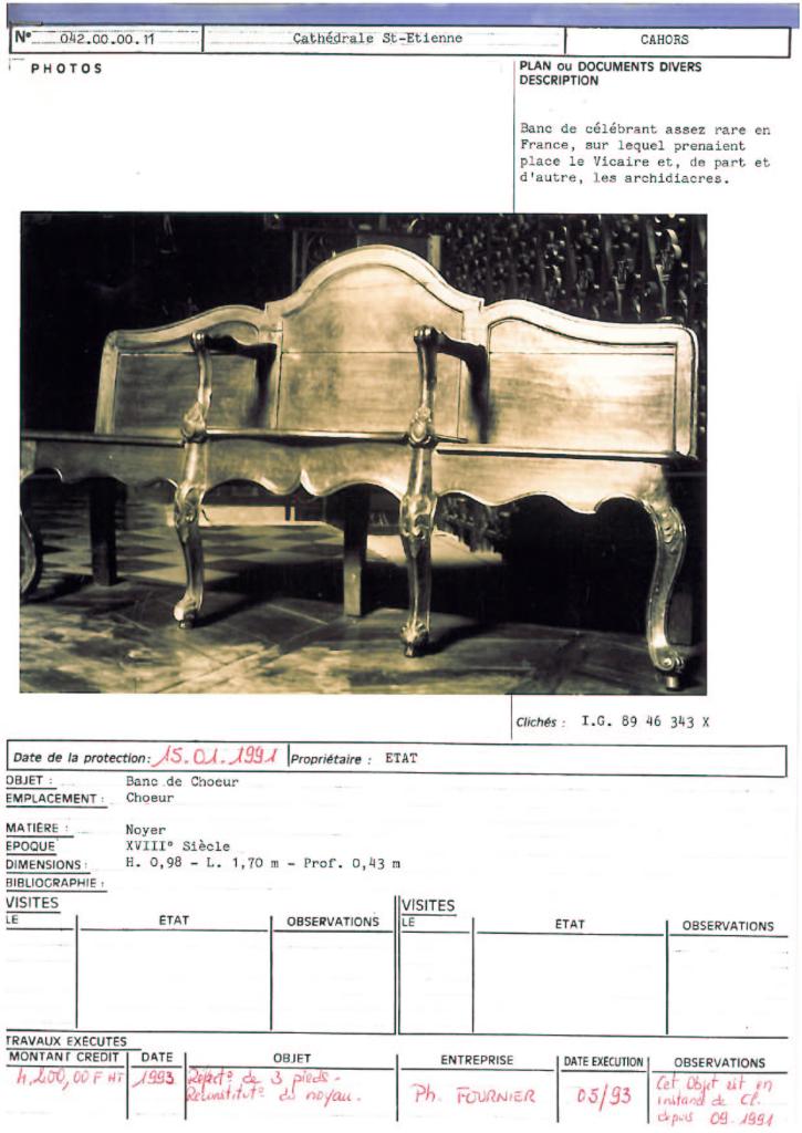 banc de choeur