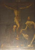 Tableau : Crucifixion avec saint Louis roi et saint Antoine le Grand