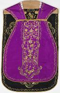 chasuble réversible noir et violet (n° 37) avec étole, voile de calice et bourse de corporal