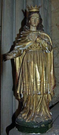 statuettes de sainte couronnée et d'évêque