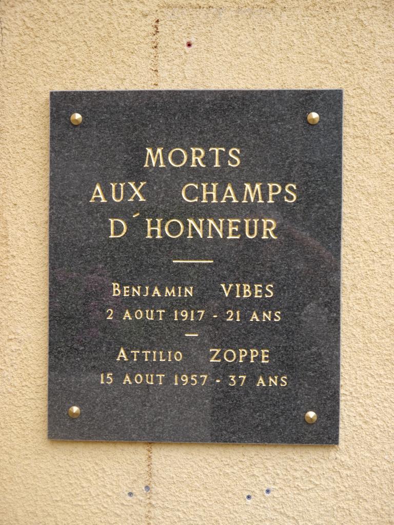 plaque commémorative de la guerre de 1914-1918 et de la guerre de 1954-1962 (Algérie)