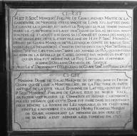Plaques commémoratives, épitaphes de la famille de Grave