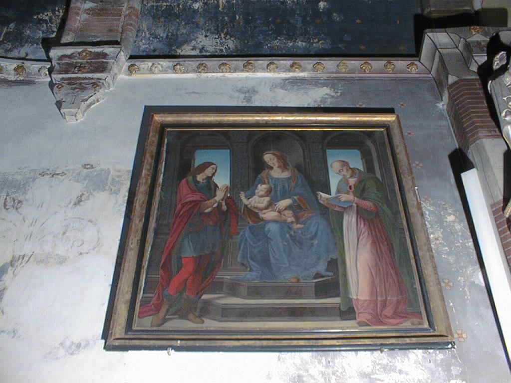 tableau et son cadre : La Vierge et l'Enfant entourés de saint Julien et saint Nicolas de Myre