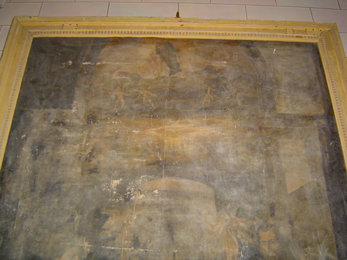 tableau et son cadre : Sainte Famille avec la Trinité