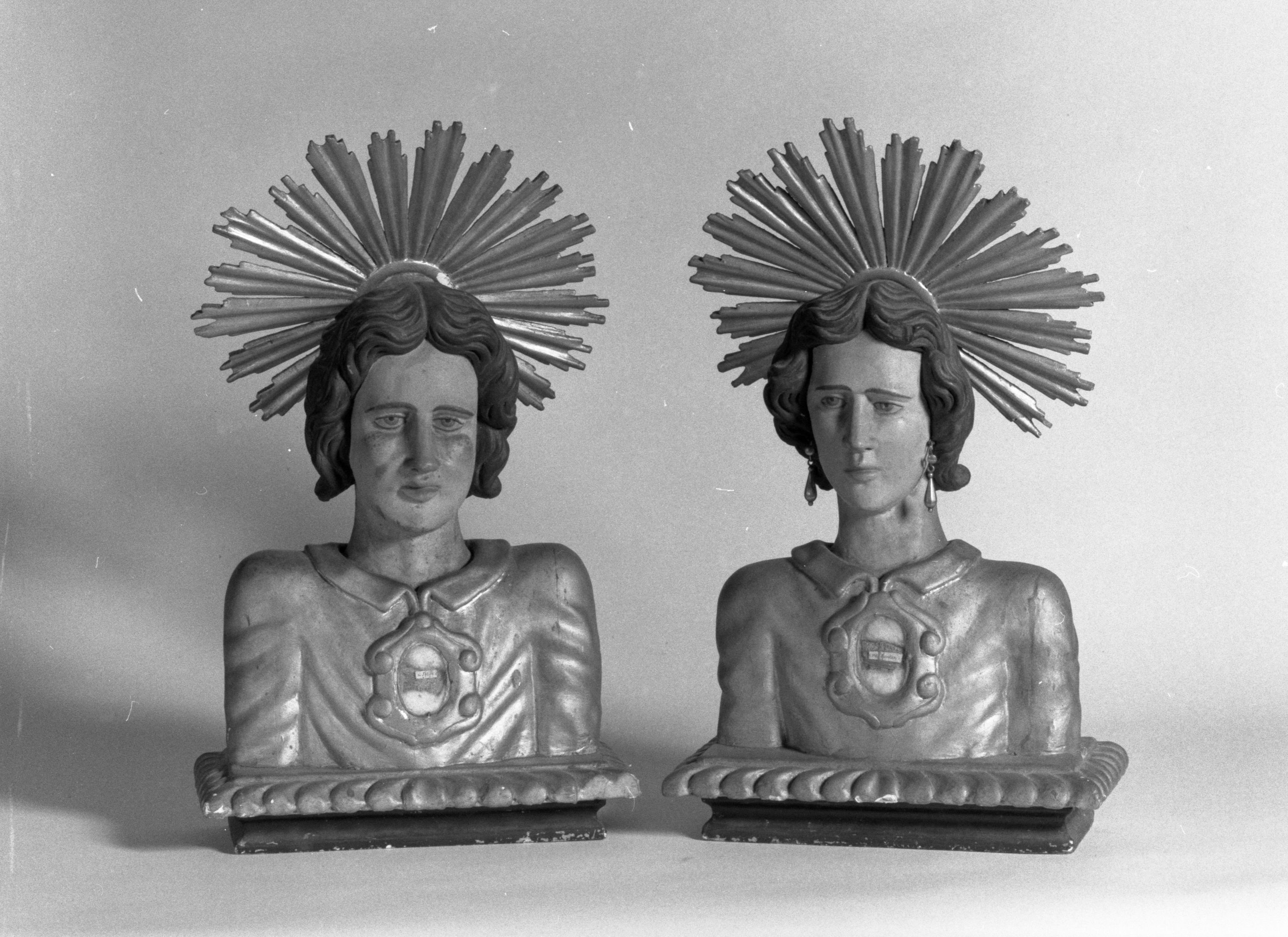 deux bustes-reliquaires : saint Julien l'Hospitalier, sainte Basilisse