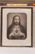 estampe (image de piété) et son cadre : Christ du Sacré-Coeur