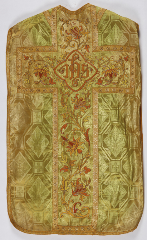 Chasuble verte avec manipule, voile de calice et bourse de corporal