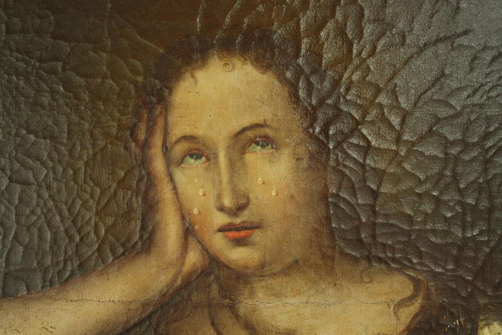 cheminée, avec tableau de Marie Madeleine pénitente