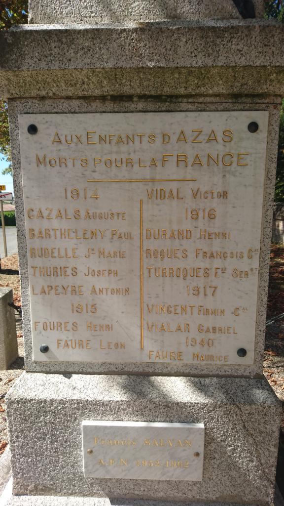 monument aux morts de la guerre de 1914-1918, de la guerre de 1939-1945 et de la guerre d'Algérie