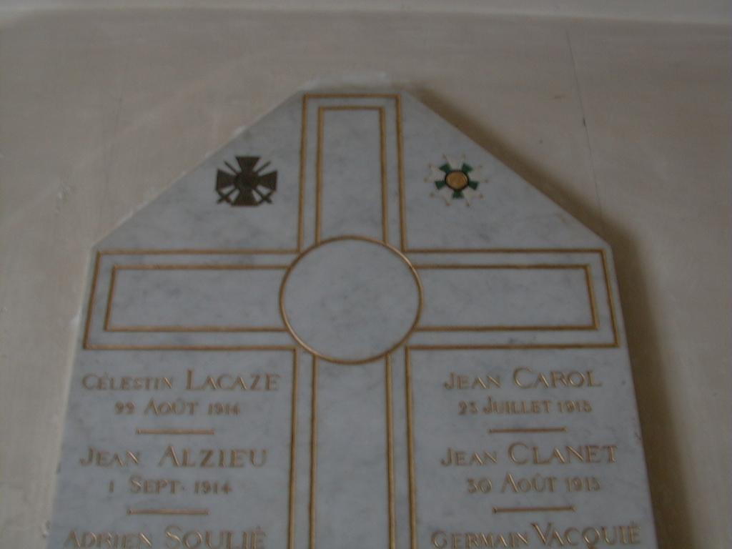 plaques commémoratives des morts de la guerre de 1914-1918