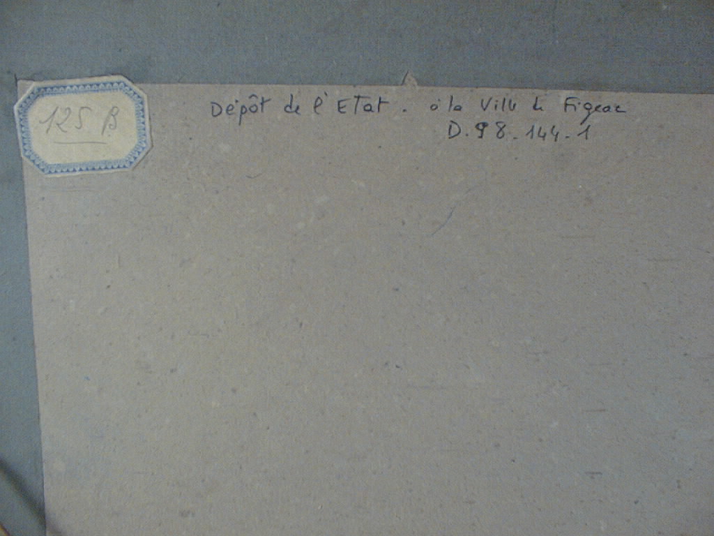 dessin et son cadre : Vue de la ville de Puy-l'Evêque (Lot)