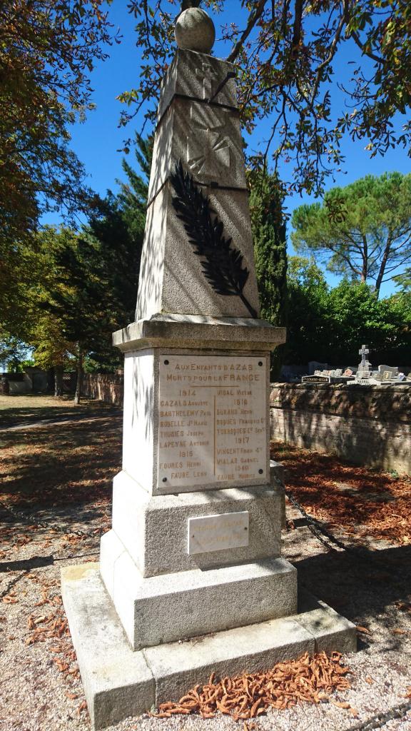 monument aux morts de la guerre de 1914-1918, de la guerre de 1939-1945 et de la guerre d'Algérie