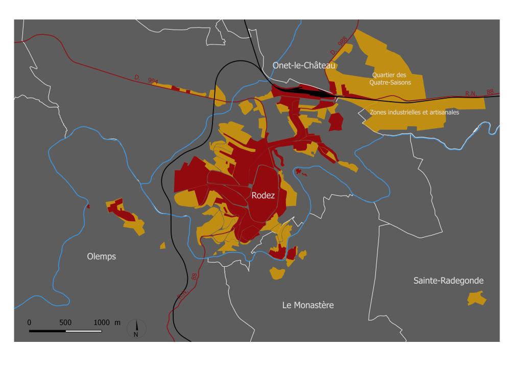 présentation de l'aire d'étude : Rodez et son agglomération au 20e