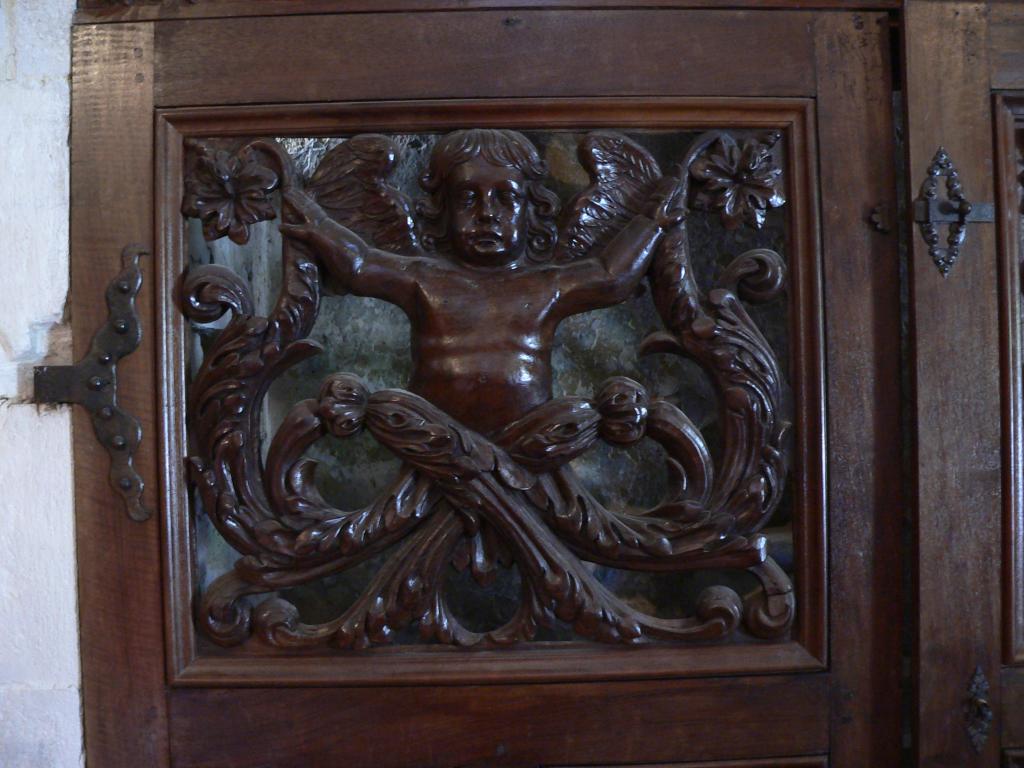 porte des fonts baptismaux et tableau : Le Baptême du Christ