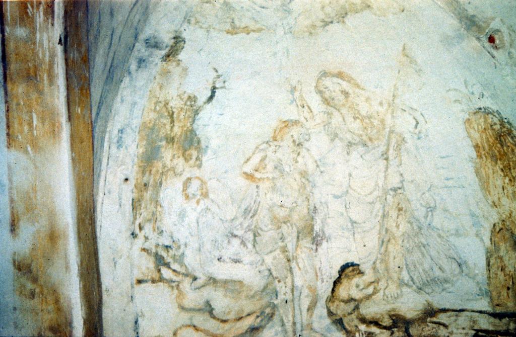 clôture des fonts baptismaux et peinture monumentale : Baptême du Christ
