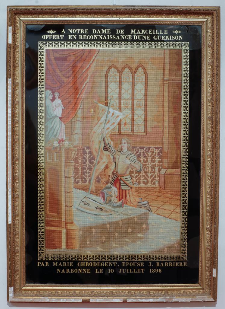 paire de tableaux ex voto brodés