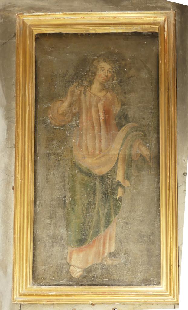 ensemble du maître-autel : autel tombeau, tabernacle architecturé à ailes, exposition, croix d'autel, 3 tableaux : La Crucifixion, Saint Martial et Saint Agapit