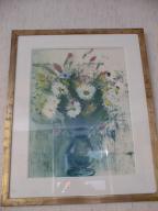 estampe (monotype) et son cadre : Fleurs