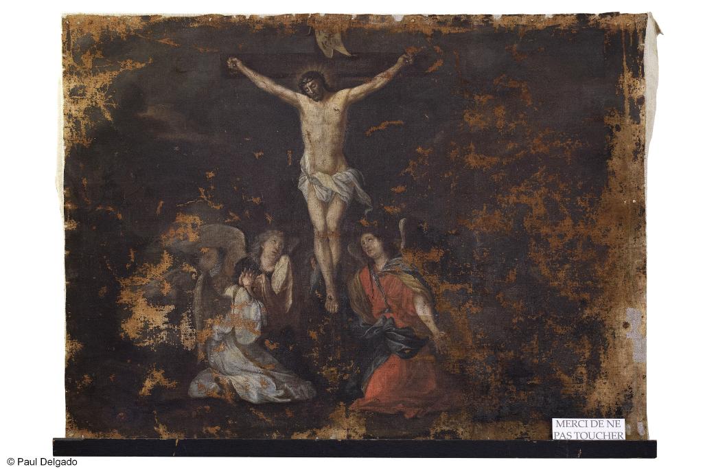 Toile peinte : Le Portement de croix, la Crucifixion