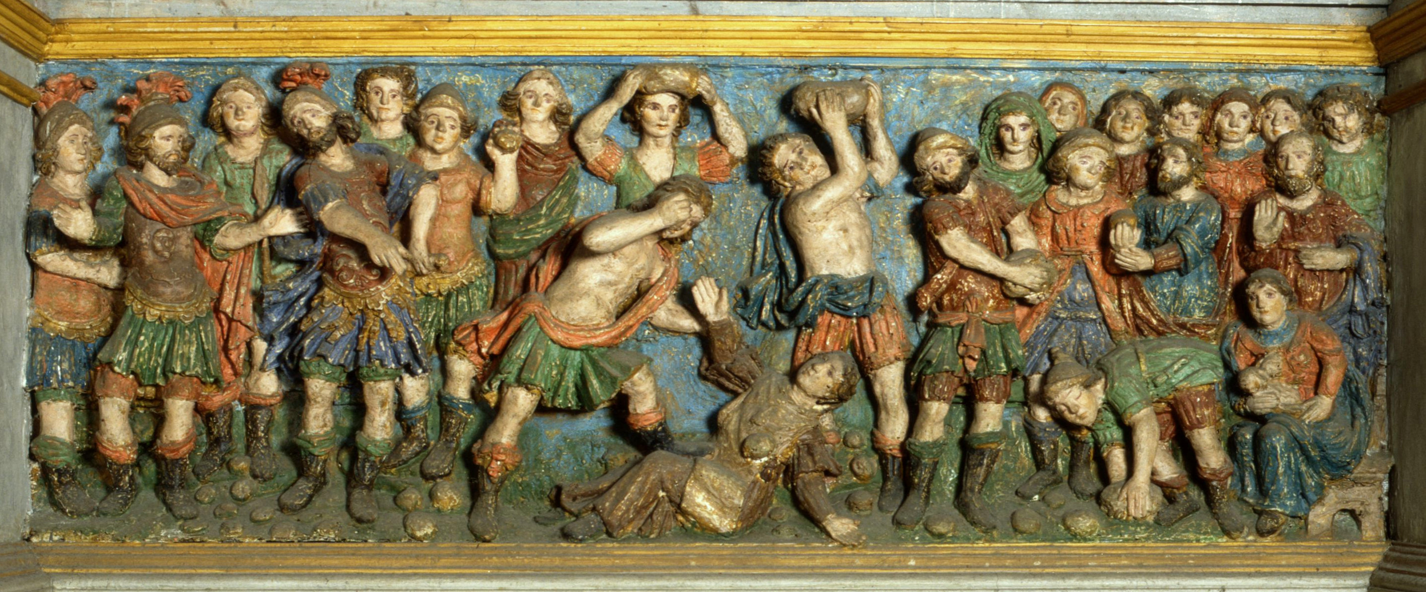 trois demi-reliefs : histoire de la vie de saint Étienne