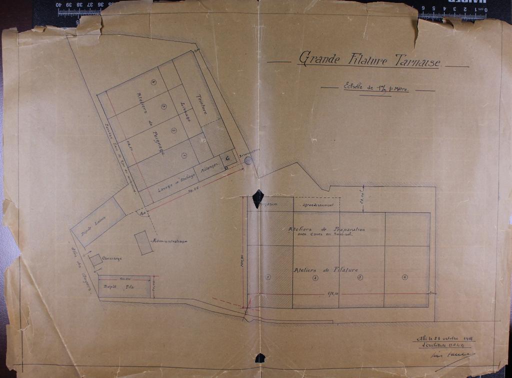 ancienne filature de laine peignée Société la Tarnaise puis Société mazamétaine de textile puis Société industrielle de maroquinerie (SIM)