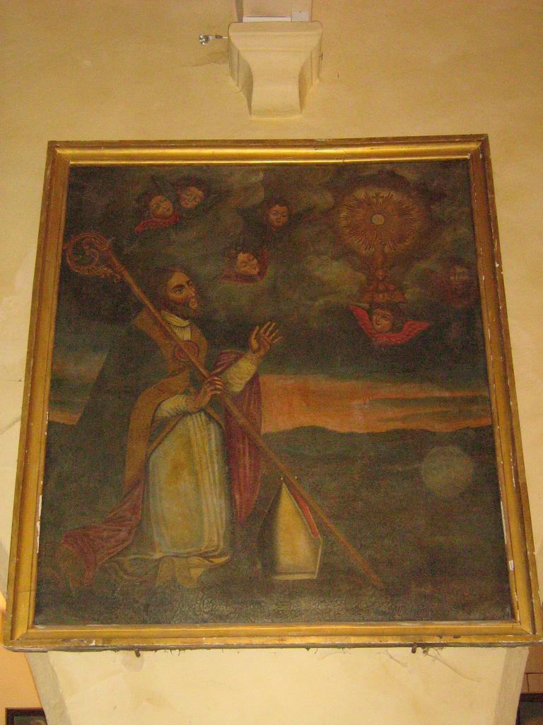 tableau : le Saint Sacrement apparaissant à un évêque