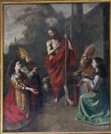 tableau : saint Jean-Baptiste entouré de sainte Lucie sainte Catherine d'Alexandrie et deux évêques