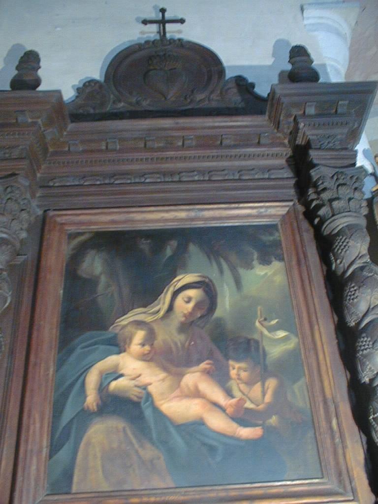 tableau d'autel et son cadre : La Vierge à l'Enfant avec saint Jean-Baptiste
