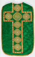 Chasuble verte avec étole, manipule et bourse de corporal