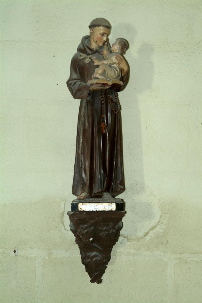 statue (petite nature) et sa console : Saint Antoine de Padoue portant l'Enfant Jésus