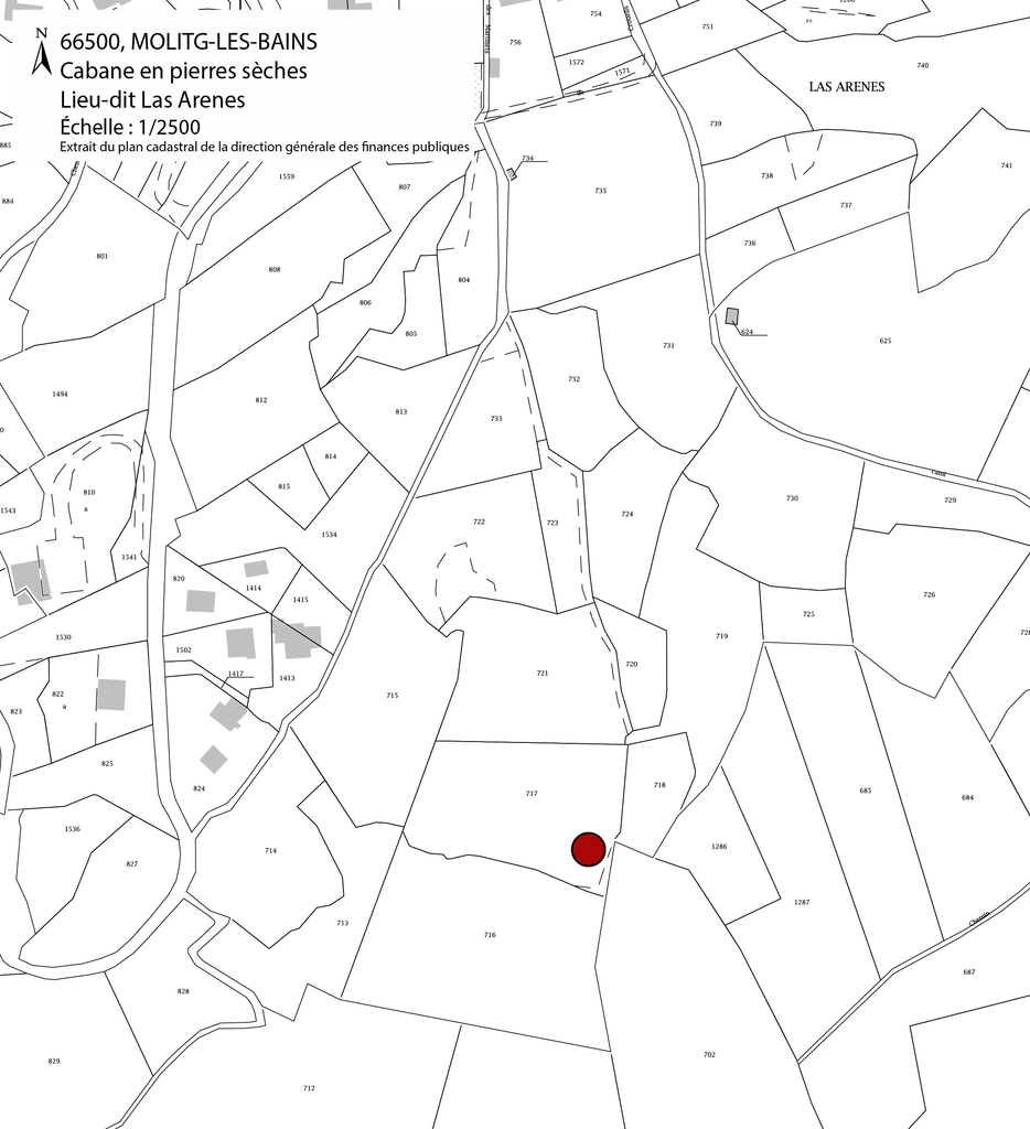 Ensemble des cabanes en pierres sèches de la commune de Molitg-les-Bains