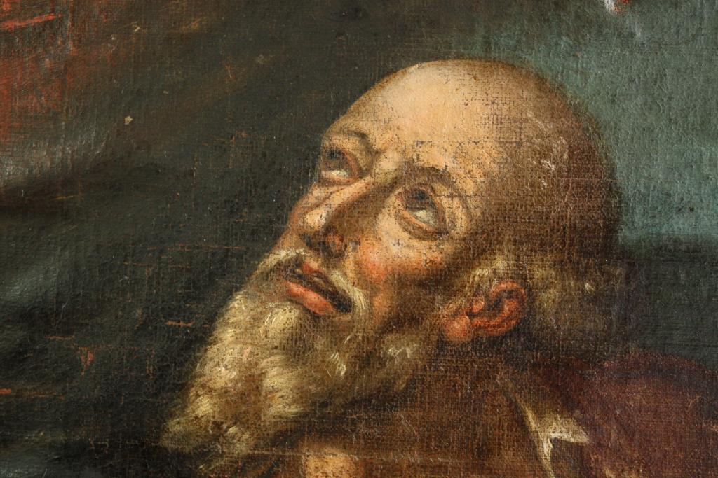 cheminée, avec tableau d'Elie sur son chariot de feu