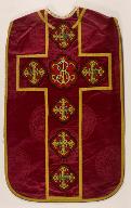 Chasuble rouge avec étole et voile de calice