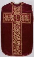 Chasuble rouge avec étole, manipule et voile de calice