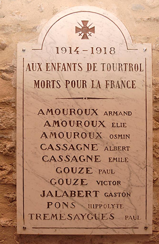 plaque commémorative des morts de la guerre de 1914-1918