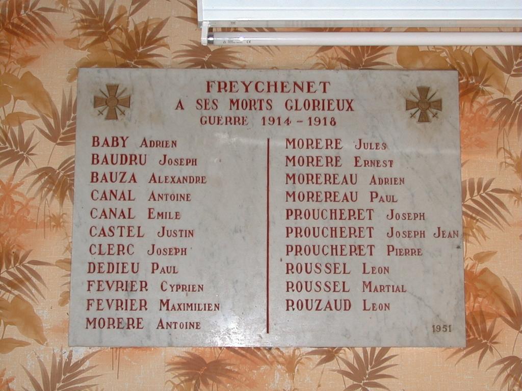 plaque commémorative de la guerre de 1914-1918
