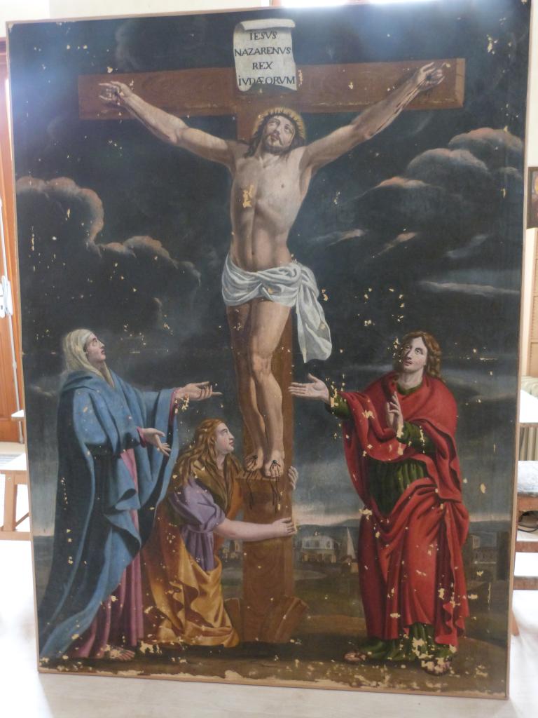 retable du maître-autel, avec tableau de La Crucifixion
