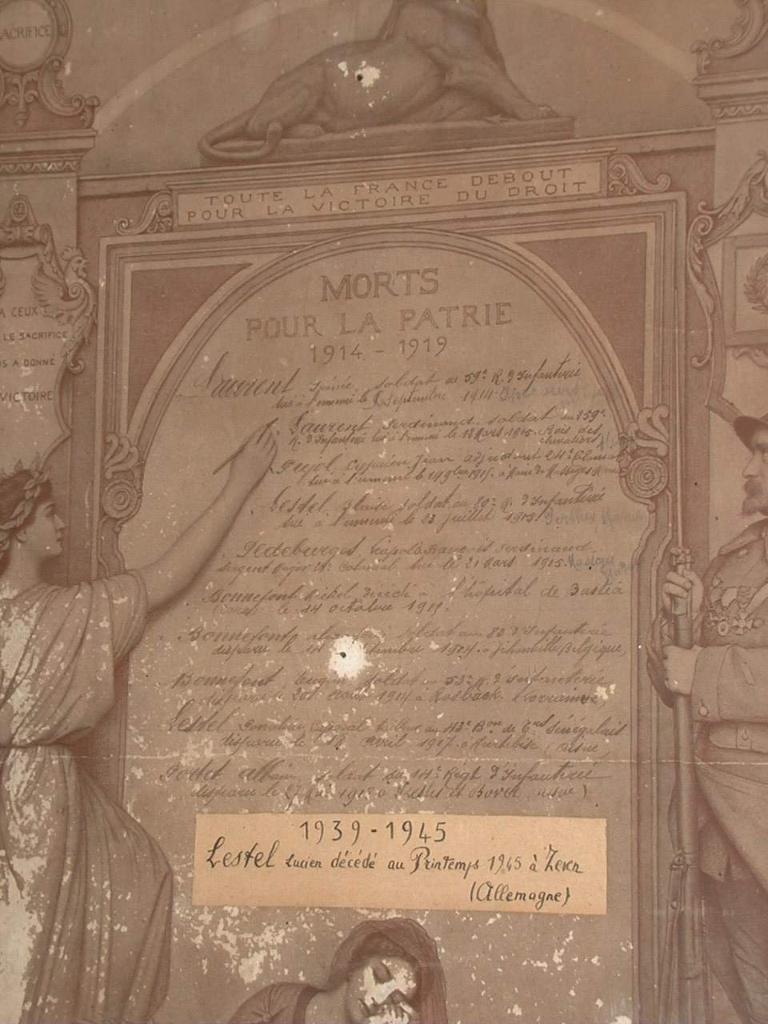tableau commémoratif des morts de la guerre de 1914-1919 et de la guerre de 1939-1945