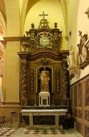 autels secondaires de la Vierge et de Saint Jacques de Compostelle, style néo-classique : autels tombeaux et tabernacles architecturés